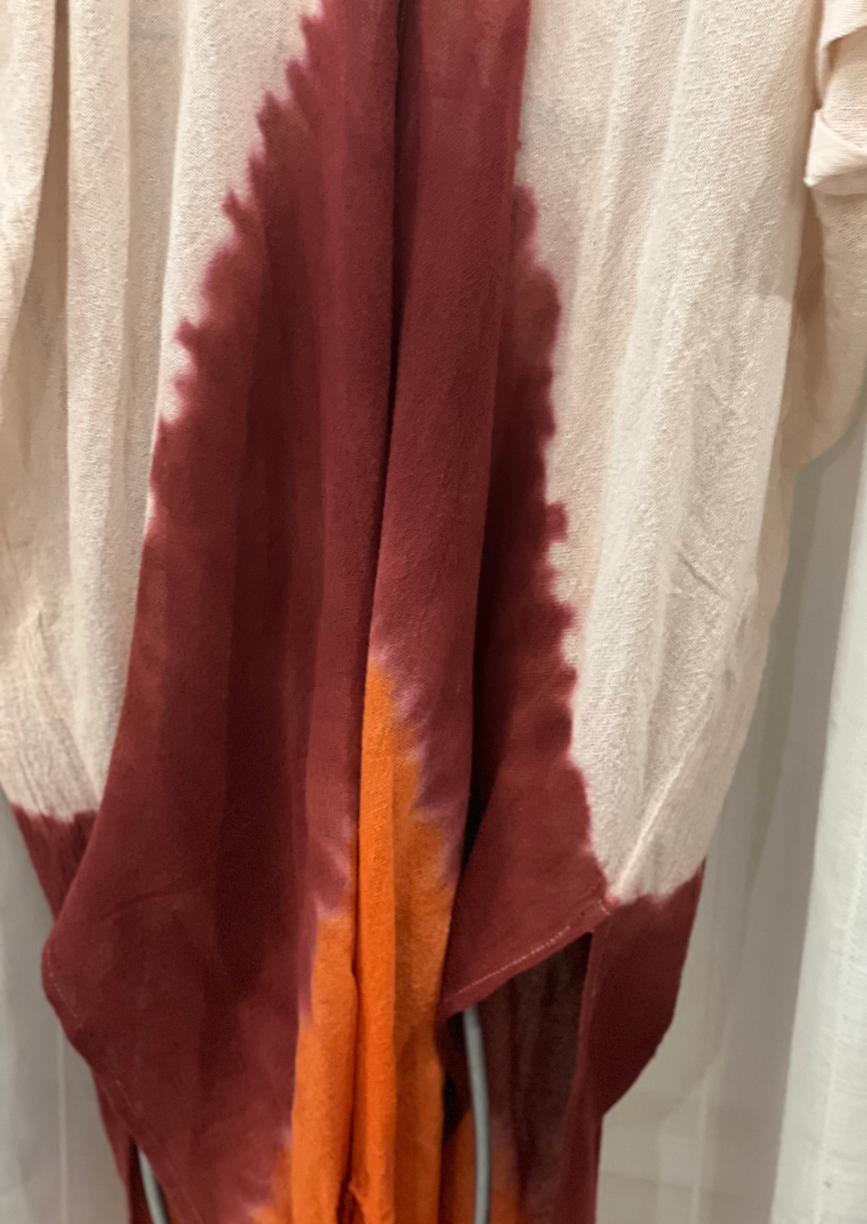 Dara Double V  maxi kaftan- tie dye Rouge