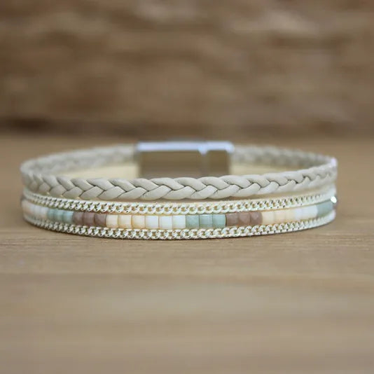 Aztec Double Strap Beads Braided Bracelet - Various colors