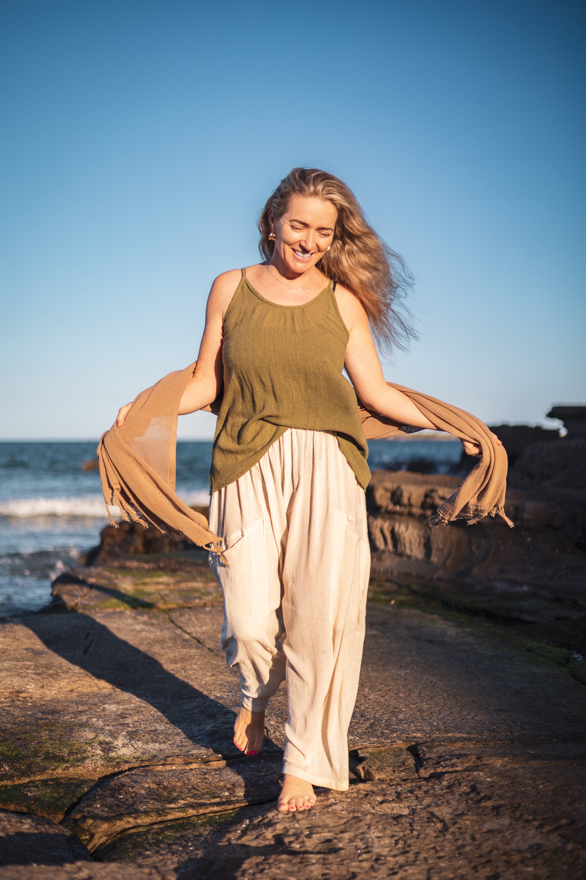 Ramie Pants - Long pocket - Sand