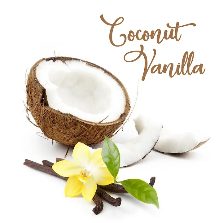 coconut cut in half with vanilla seed