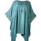 teal V neck Gold Thread Kaftan by Cave Woman