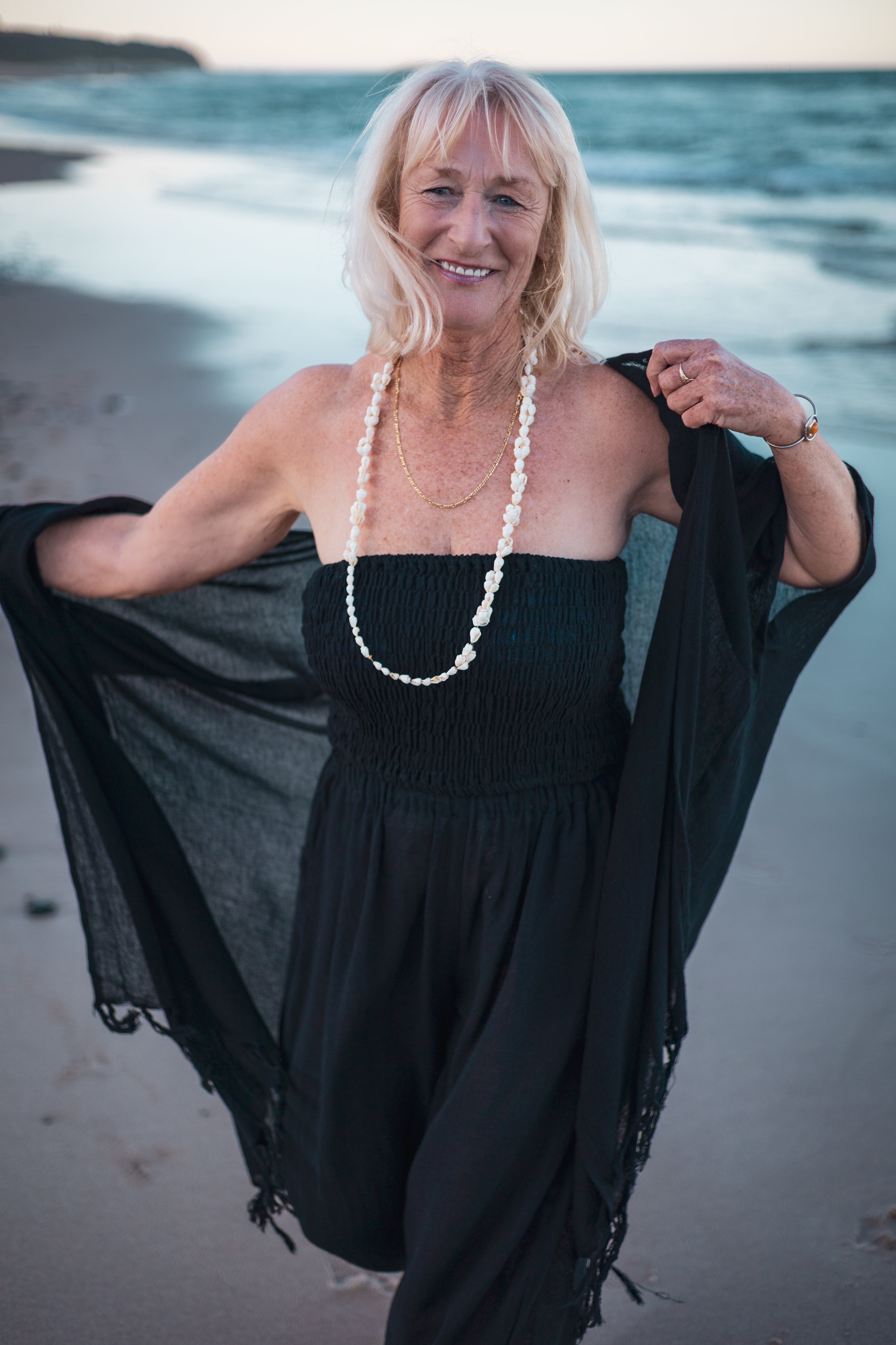 Kayla ramie short  kimono - black