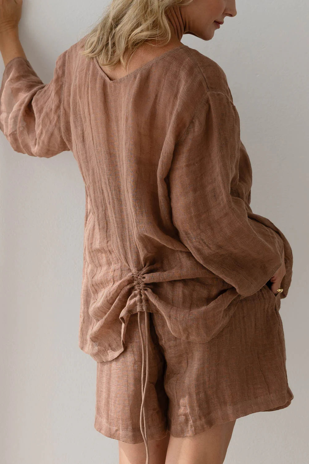 Eadie Margot reversible Linen Top - clay