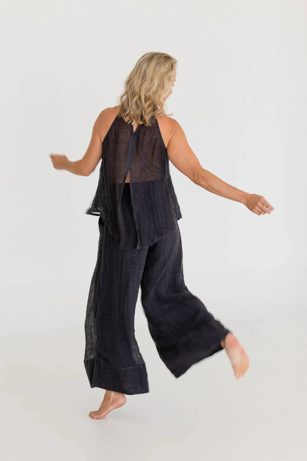 Eadie Arana Linen Pant - Midnight