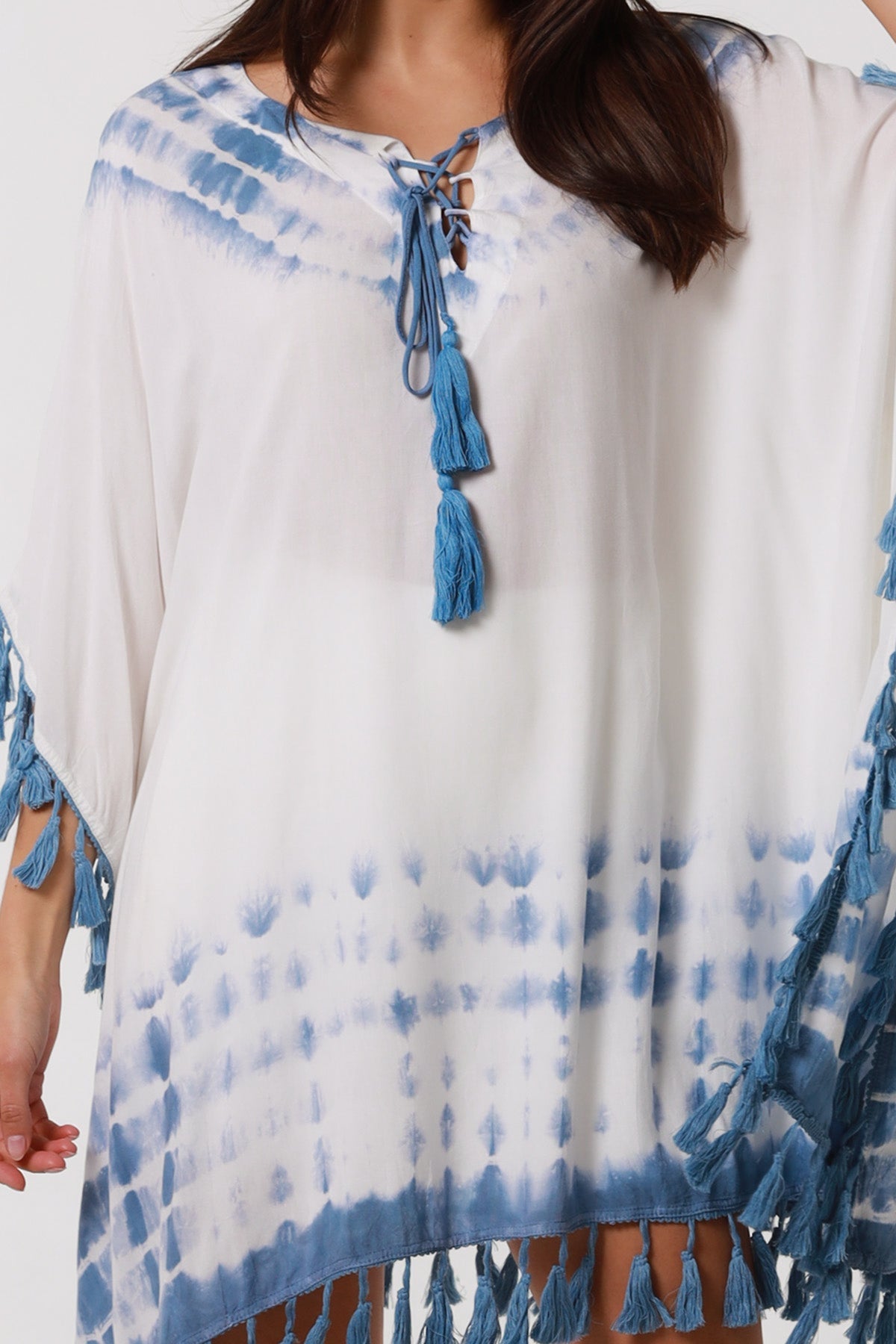 Danika Blue Cotton Kaftan dress