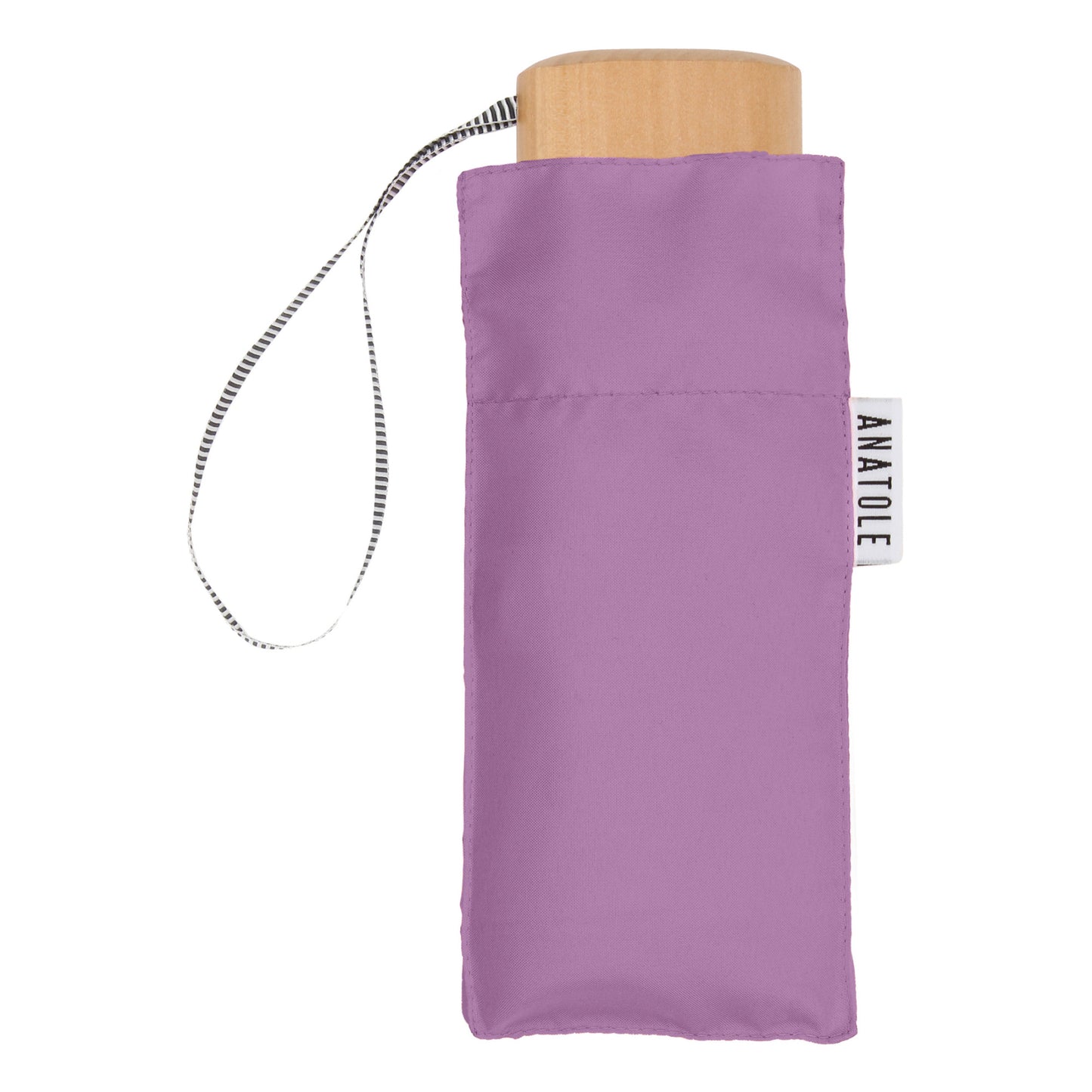 Anatole Olympe Collapsible Micro Umbrella with wooden handle - lilac
