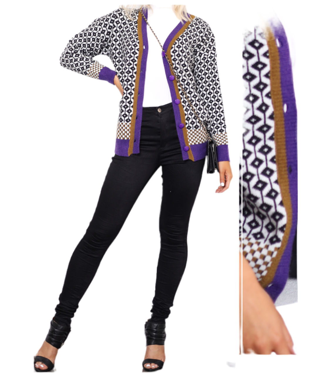 Bernadette Knit Cardigan - Purple - reduced