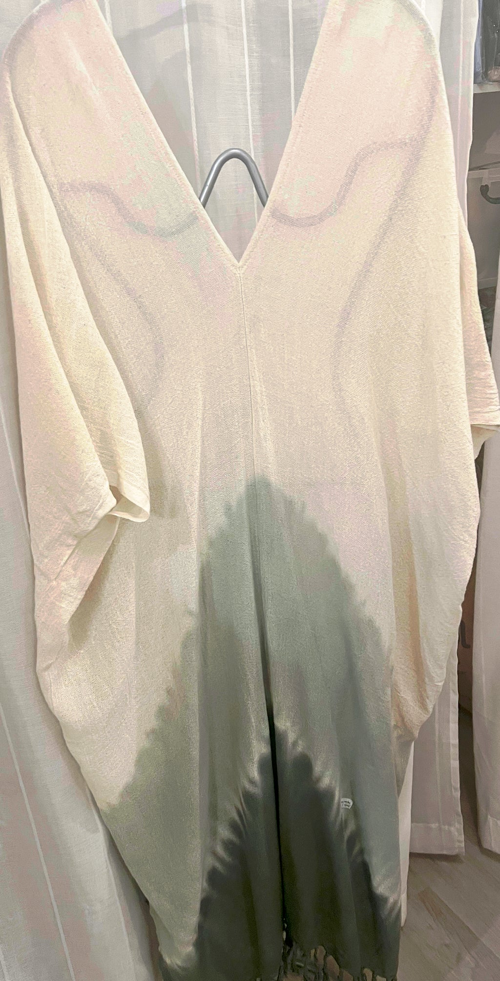 Dara Double V  maxi kaftan- Tie Dye Sea mist