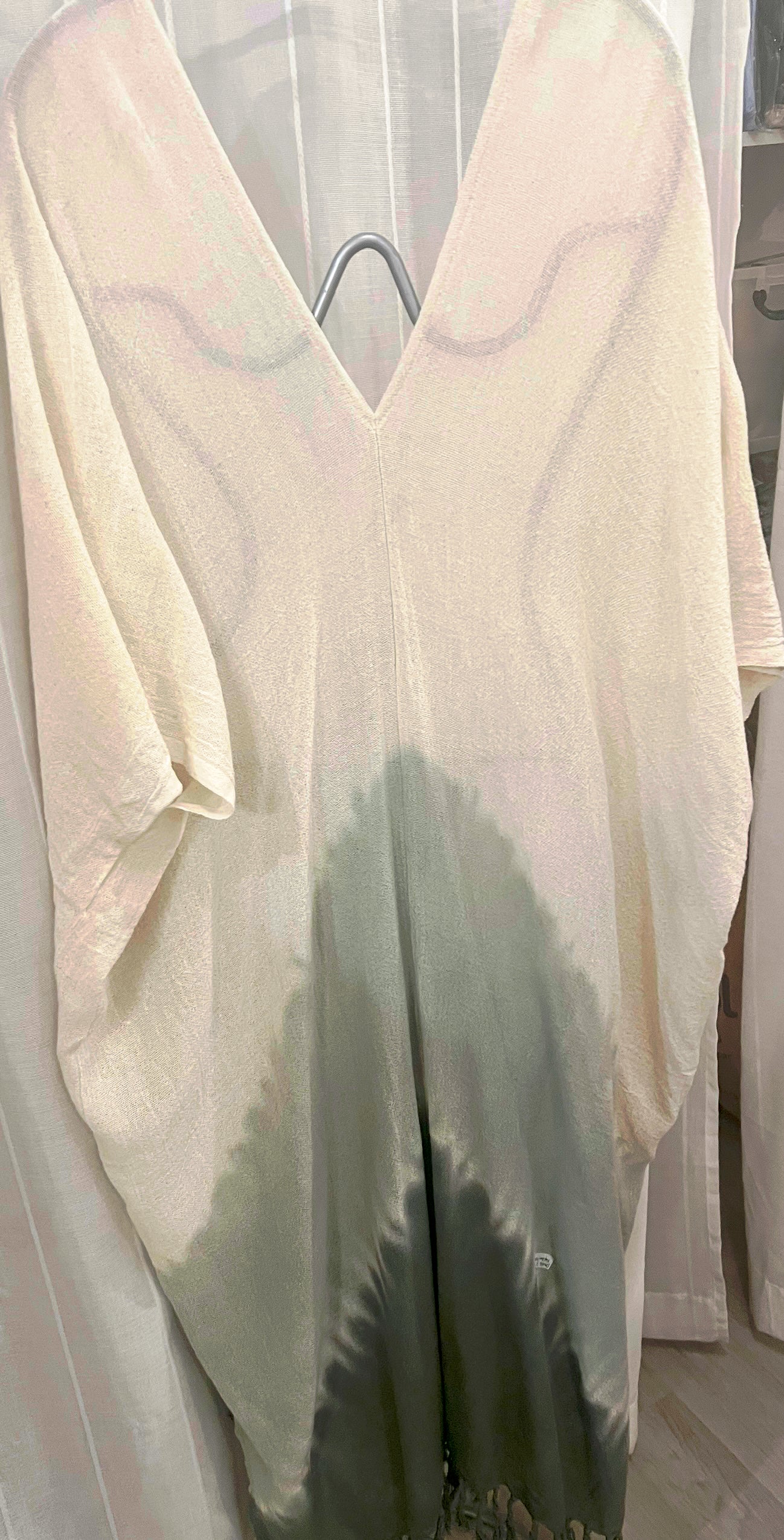 Dara Double V  maxi kaftan- Tie Dye Sea mist