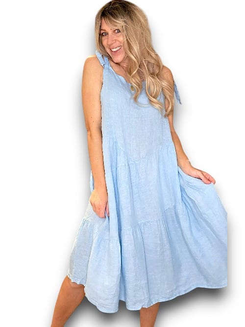 Baby Blue Bow-Tie Summer Dress