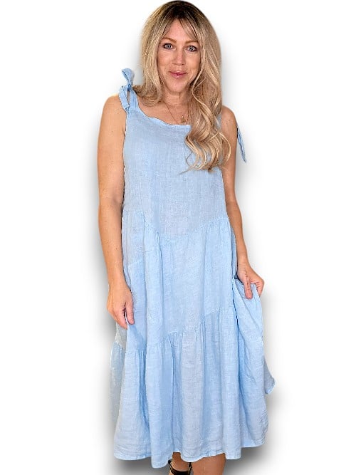 Baby Blue Bow-Tie Summer Dress