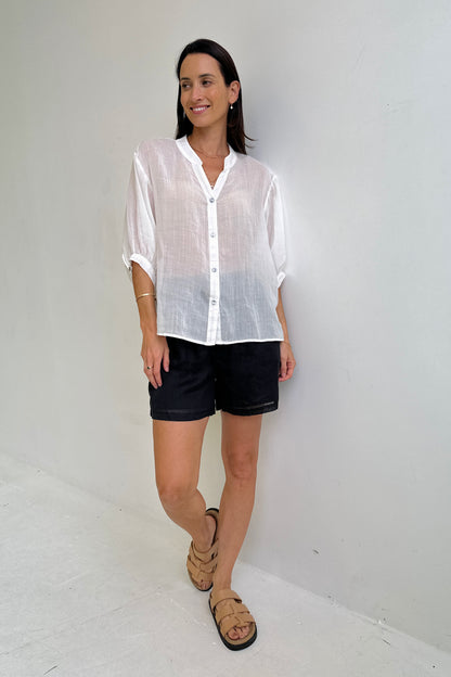 Aurora sheer linen top - White