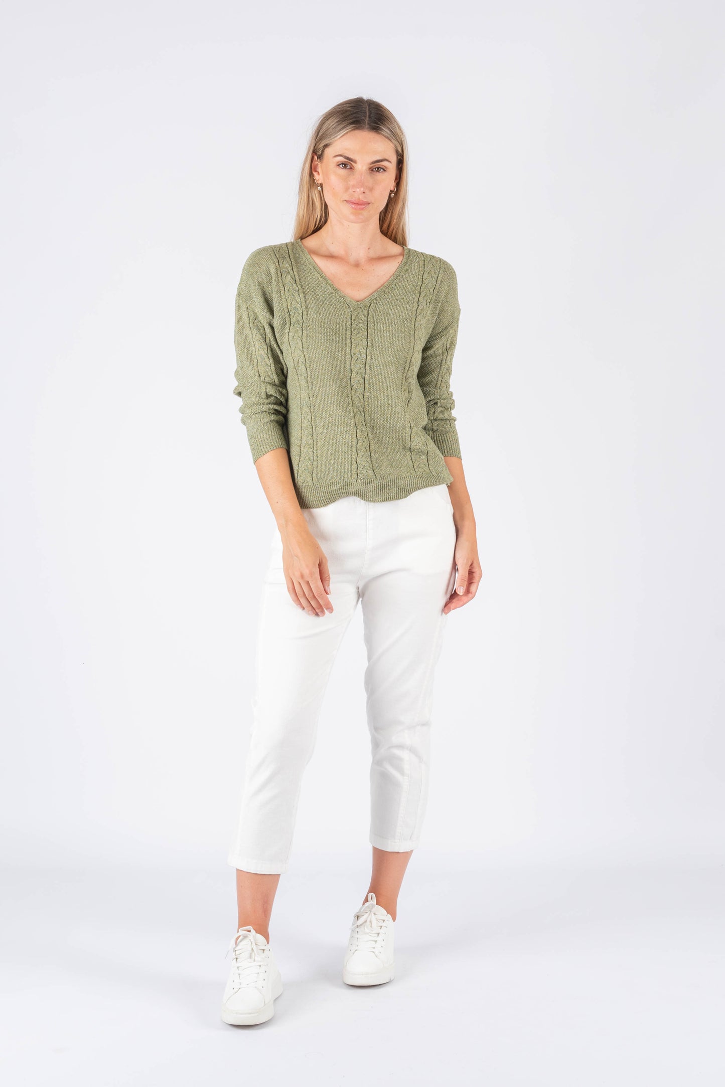 Cecilia V neck Khaki knit