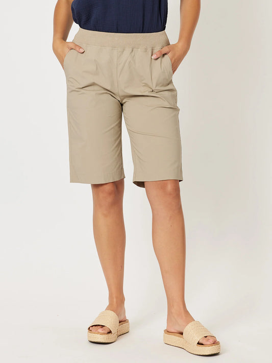 Santorini Cotton Pull On Shorts - Natural