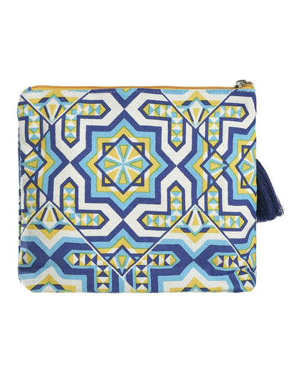 Ble Fabric pouch -Greek isle