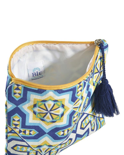 Ble Fabric pouch -Greek isle