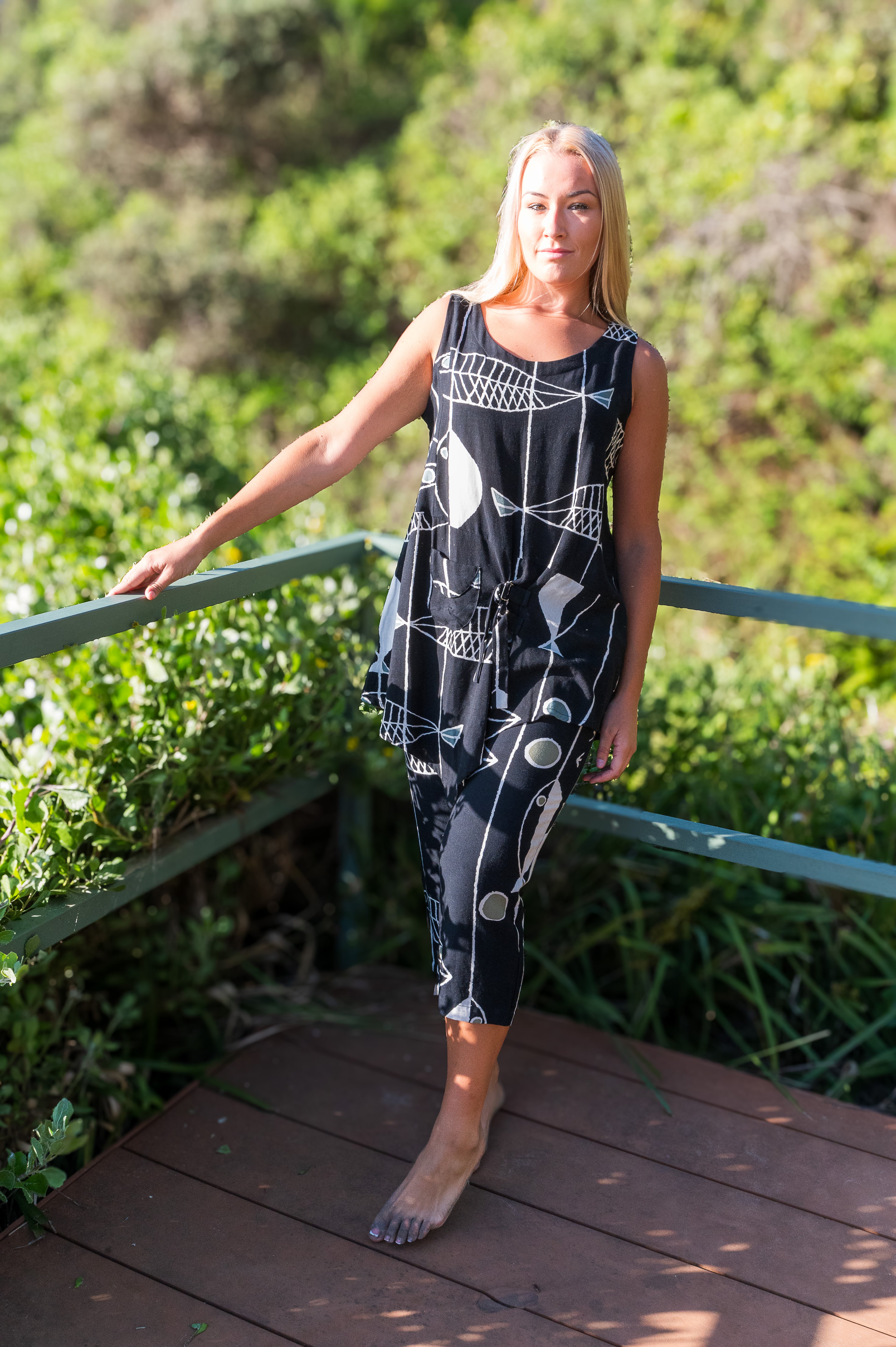 Chitra fish inspired top -  navy