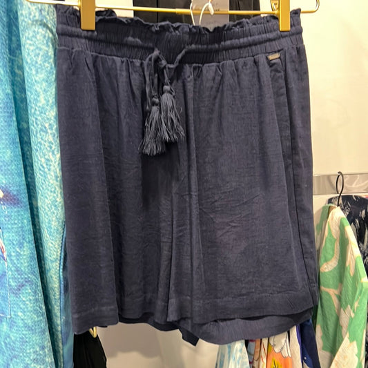 Gelato Drawstring Linen Shorts - navy