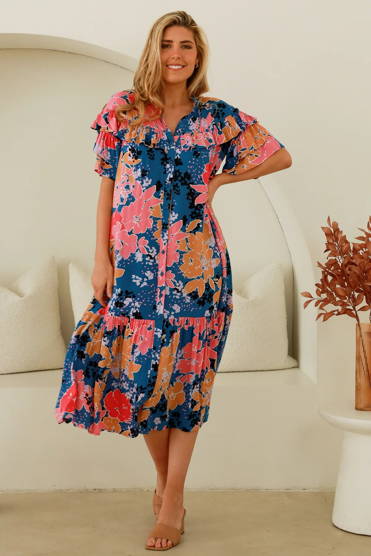 Greta 1/2 Sleeves Midi Dress