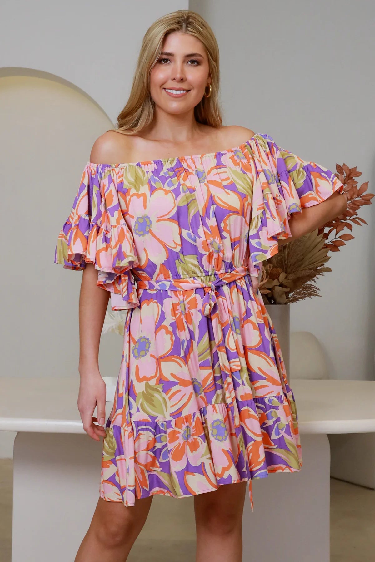 Mira Off Shoulder Mini Dress