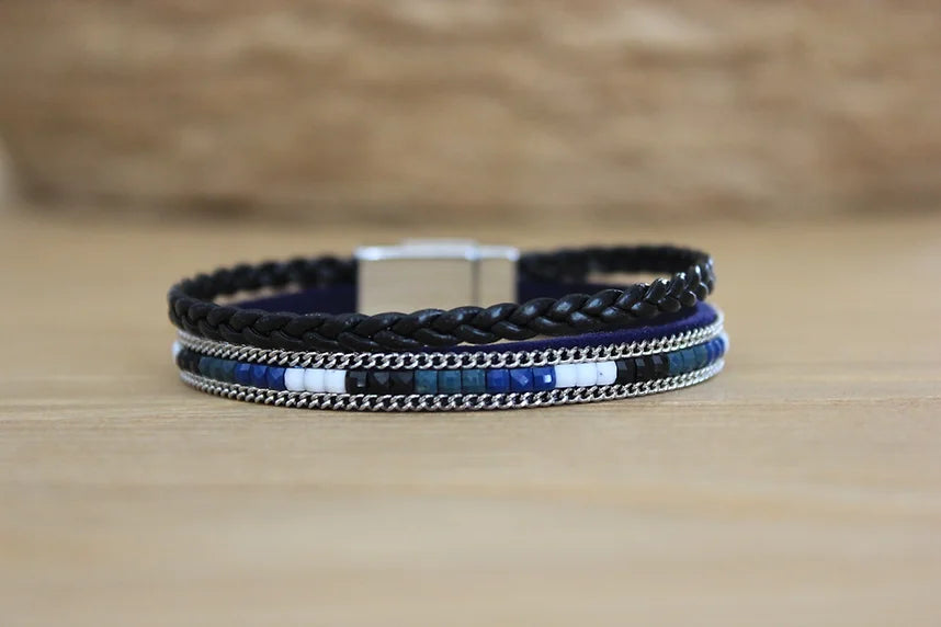Aztec Double Strap Beads Braided Bracelet - Various colors