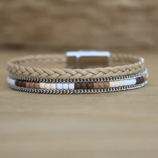Aztec Double Strap Beads Braided Bracelet - Various colors