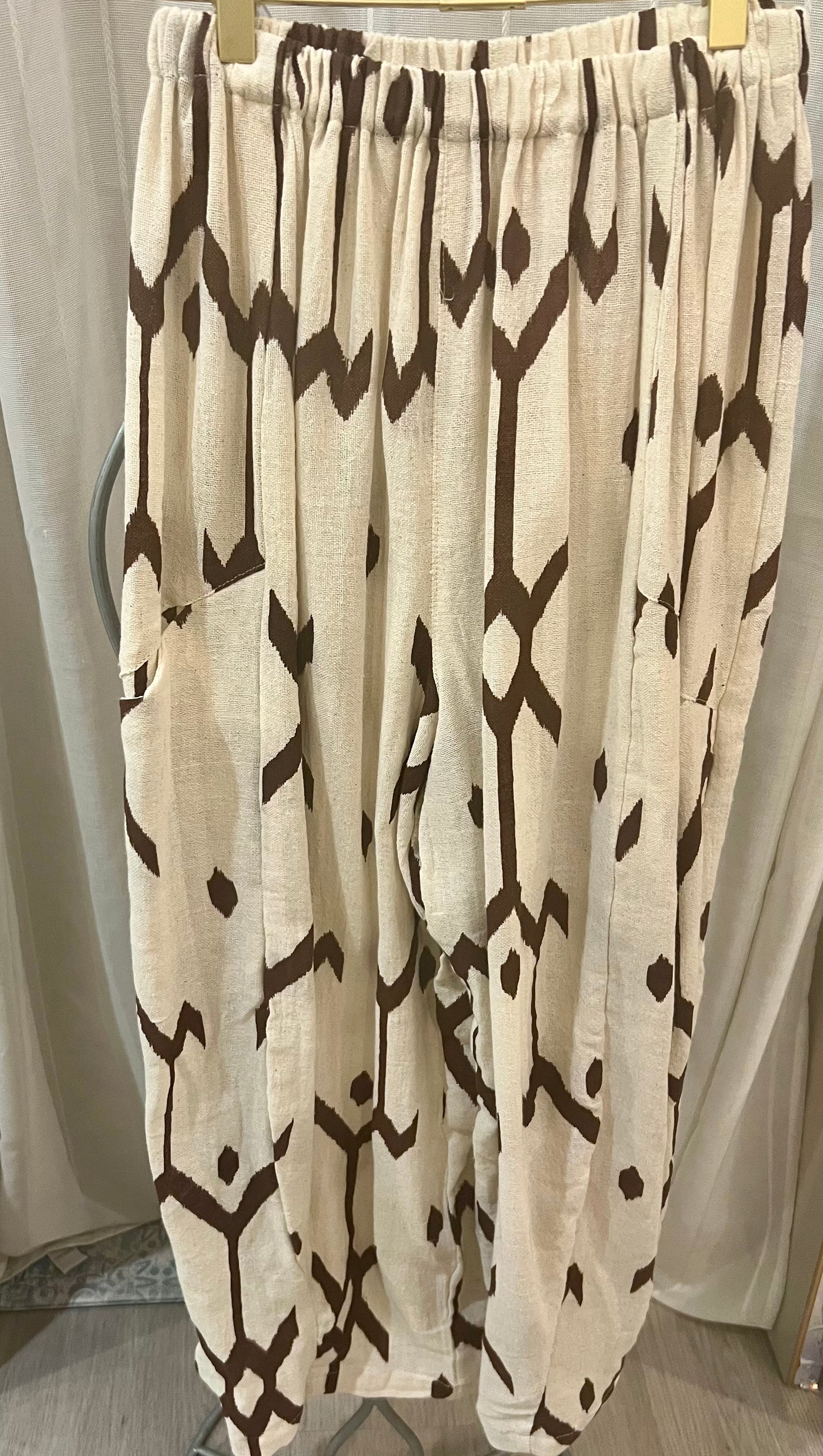 Ramona Baggy ramie pants -  print cokelat