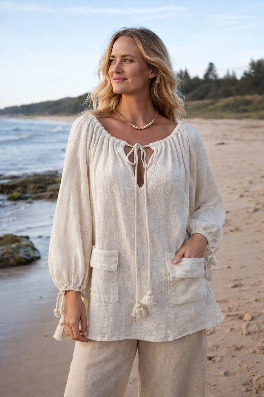 Sabrina Pocket Loose Ramie Top