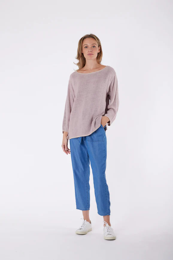 Nadia Hessian 3/4 Sleeve top - Cinnamon