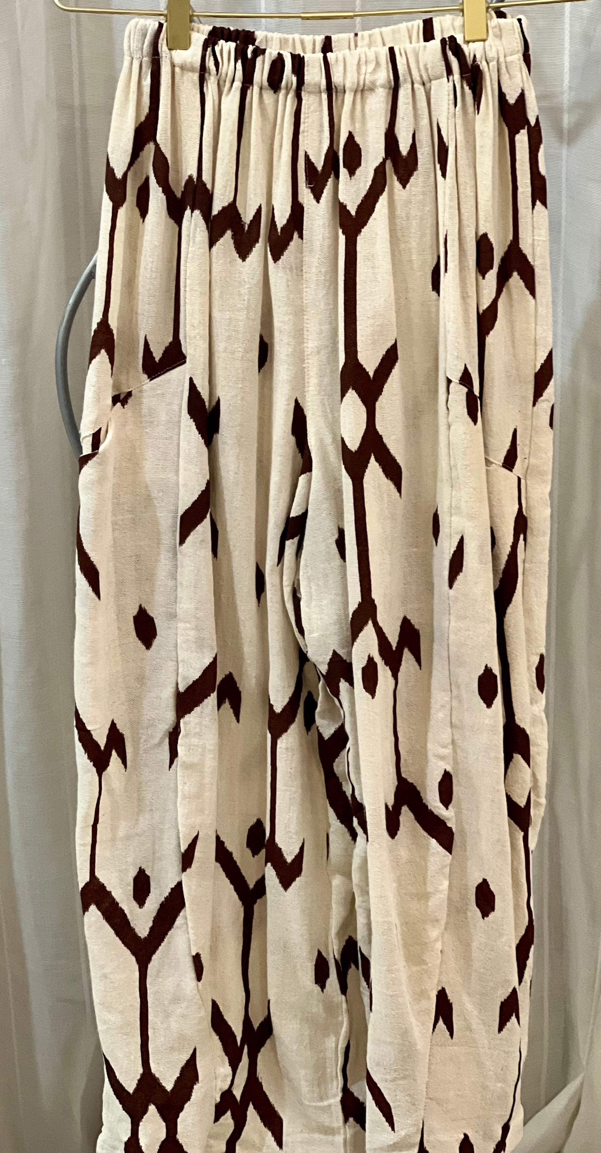 Ramona Baggy ramie pants -  print cokelat