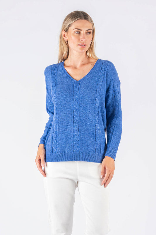 Cecilia V neck Turquoise knit