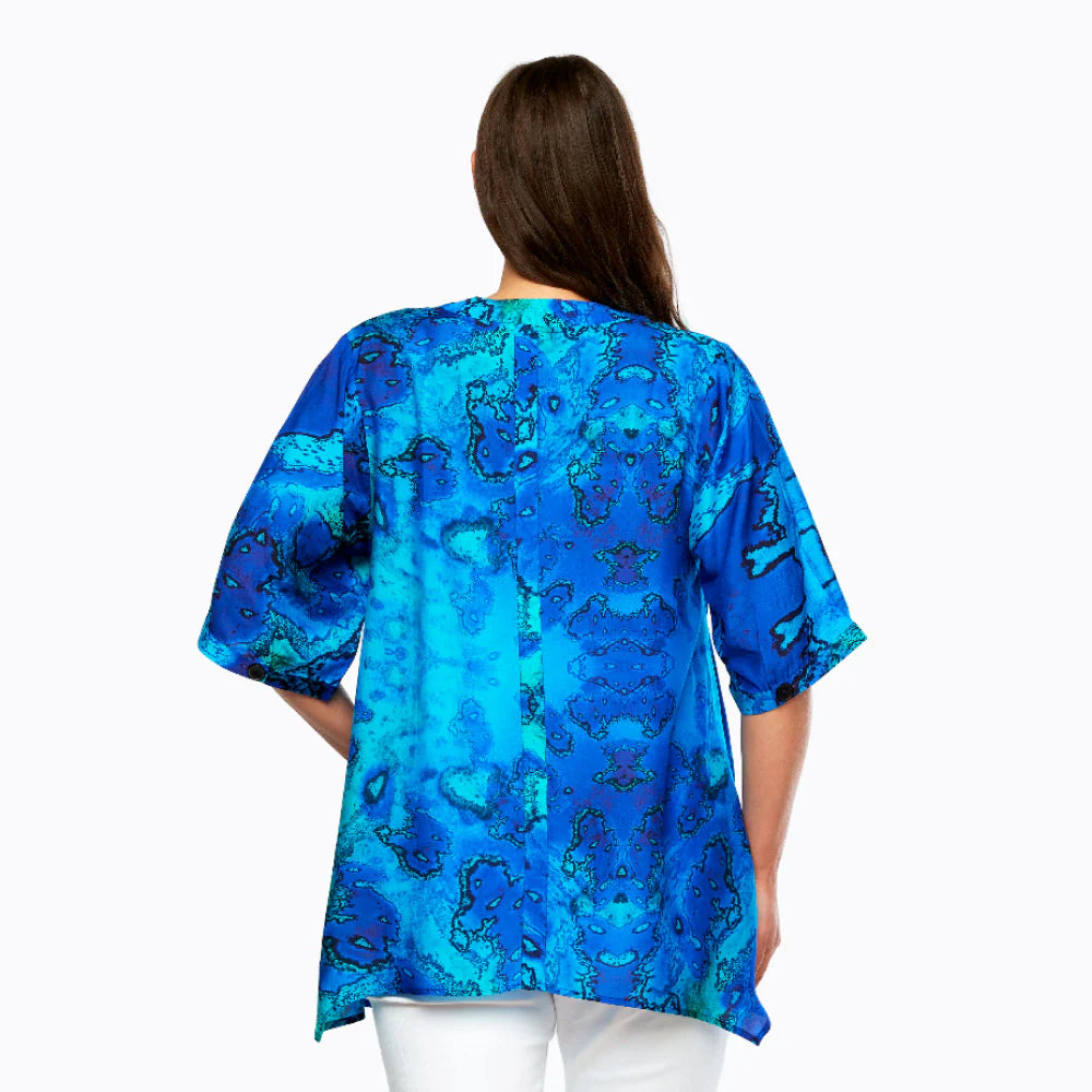 Claire Powell A-line Silk Shirt - Bemberg Silk Fabric -Reef