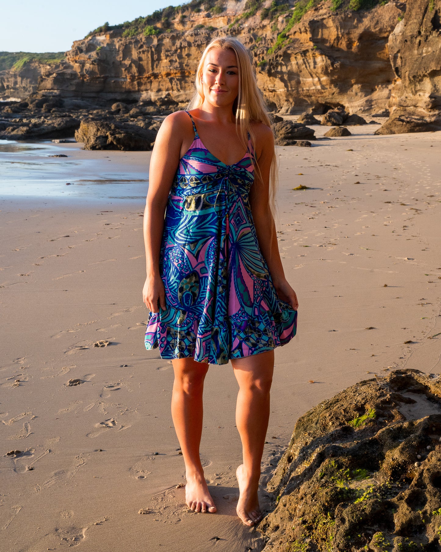 Celina seaside silk singlet dress