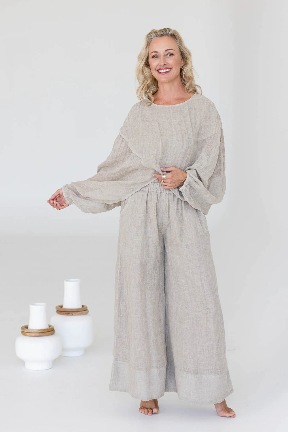Eadie Kosa Reversible Linen Top - Natural