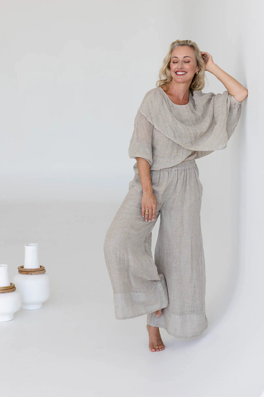 Eadie Kosa Reversible Linen Top - Natural