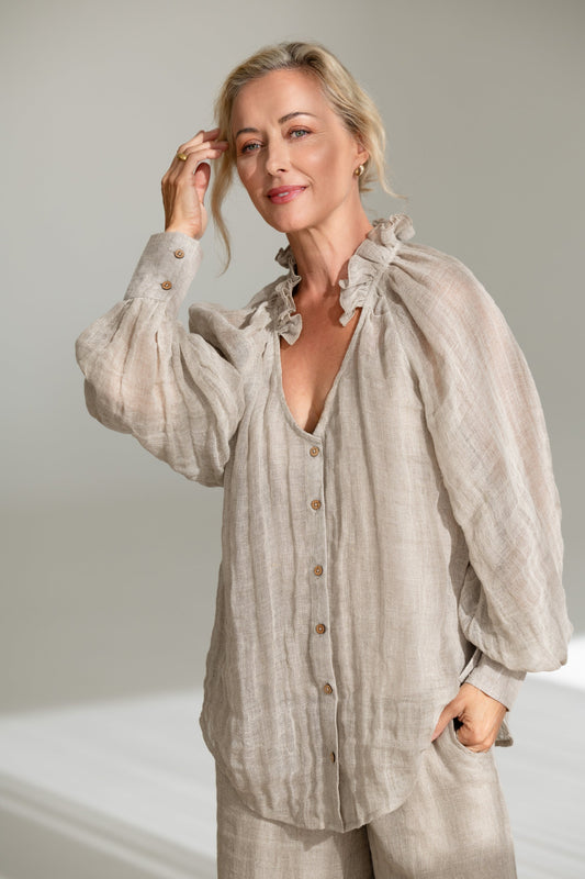 Eadie Mika Linen Blouse - Natural