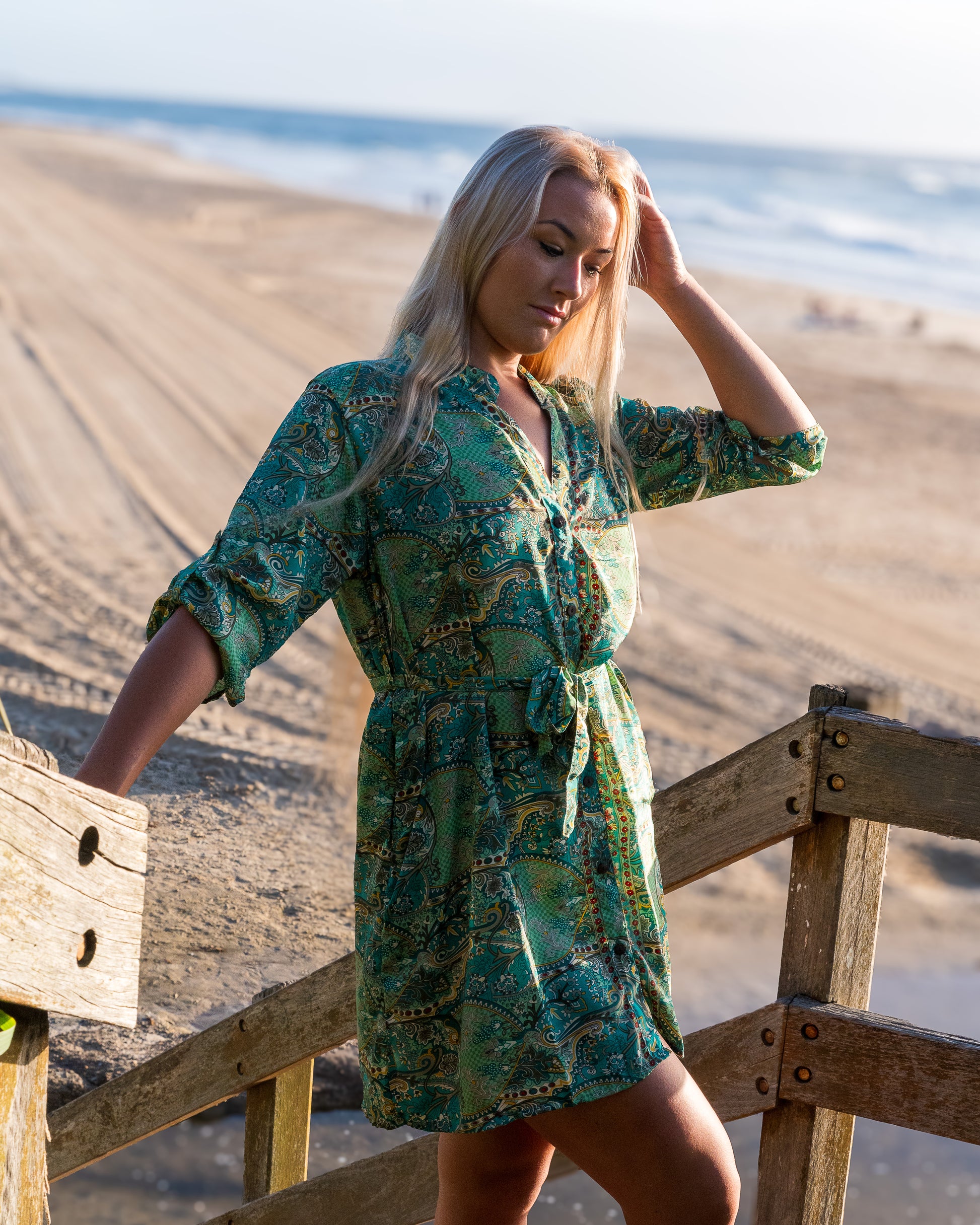 Madeline Silk Shirt Dress -Emerald or Emerald Wine