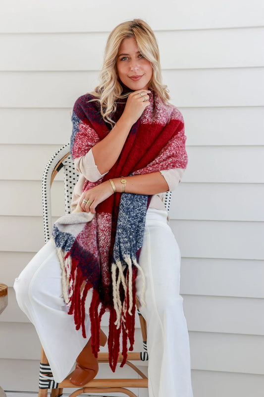 Winter Cuddle Scarf -Classic Navy Berry
