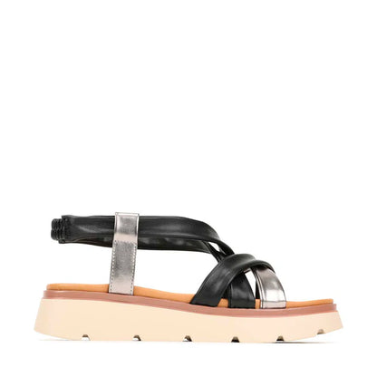 FETTUCCINE SANDAL - Black/Silver