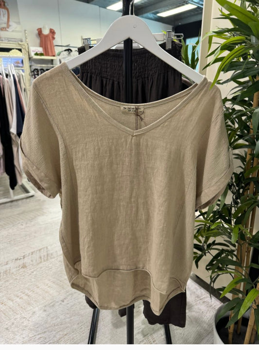 Nina Italian linen top - Mocha