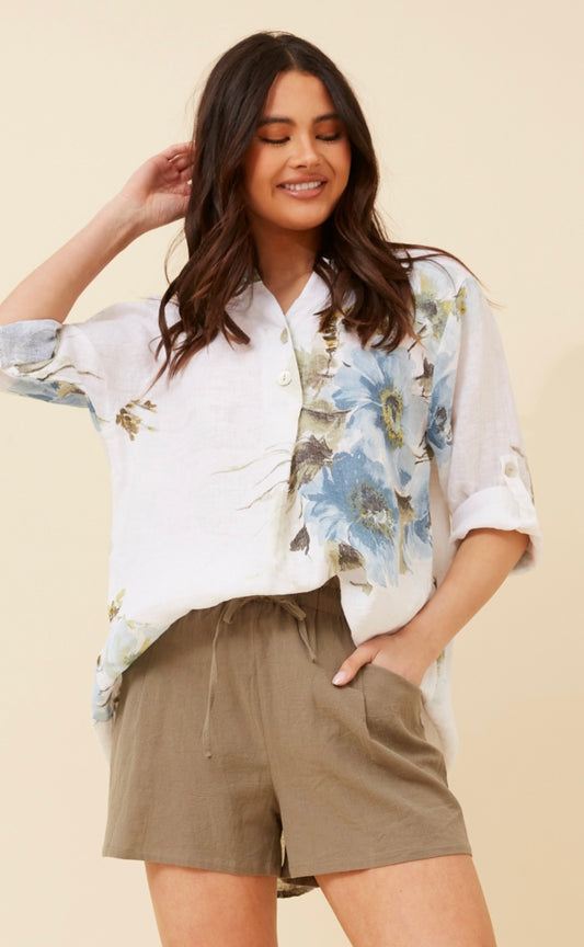 Patricia Floral Linen Top