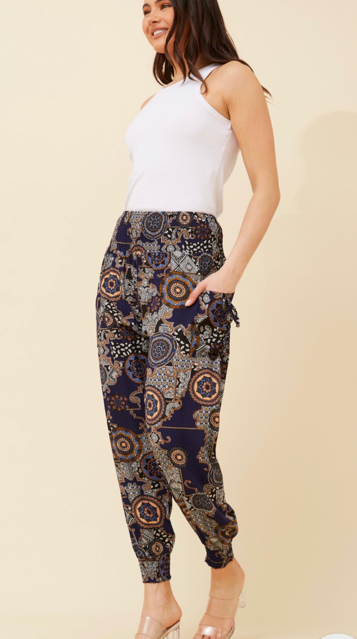 Boho blue harem pants