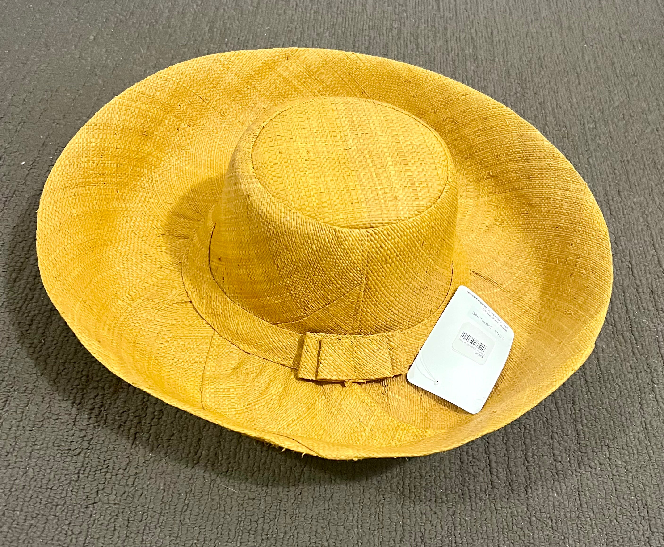 Demi Capeline Raffia Hat - mustard
