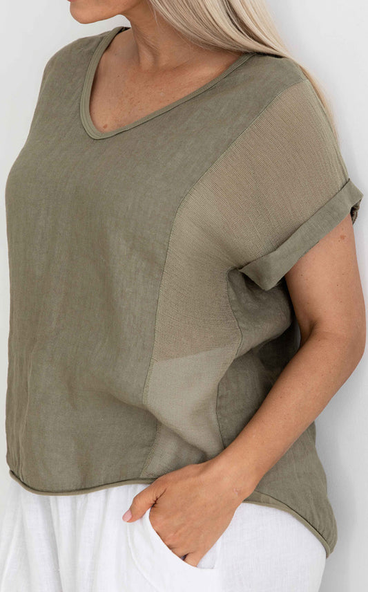 Nina Italian linen top - slate