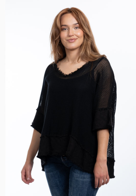 Carina linen  top - black