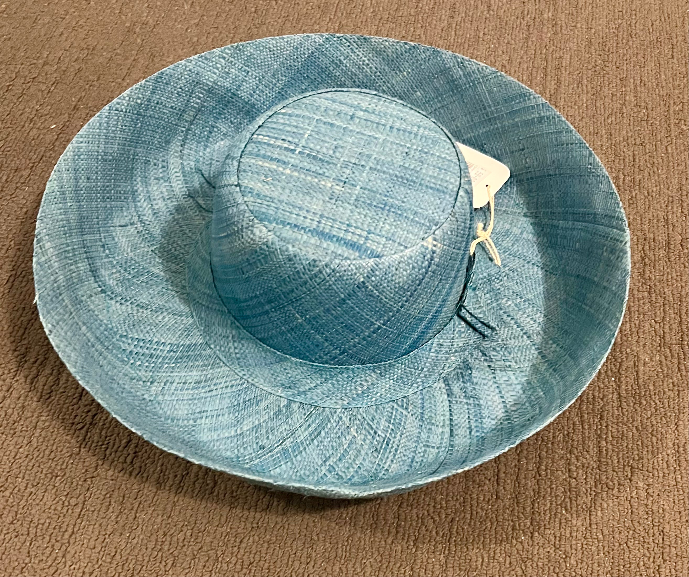 Demi Capeline Raffia Hat - light Turquoise