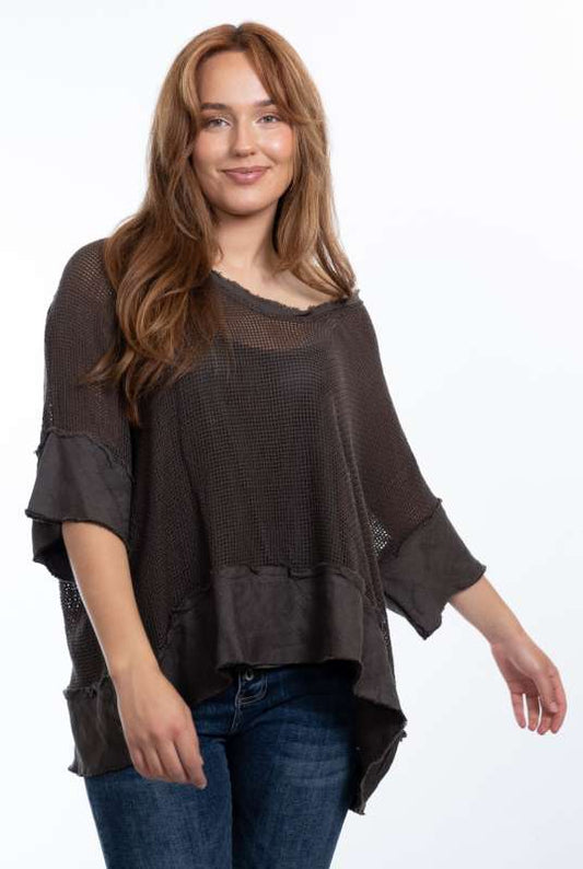 Carina linen  top - chocolate