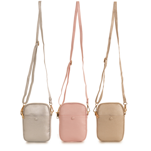 Peachy metallic cross body bags