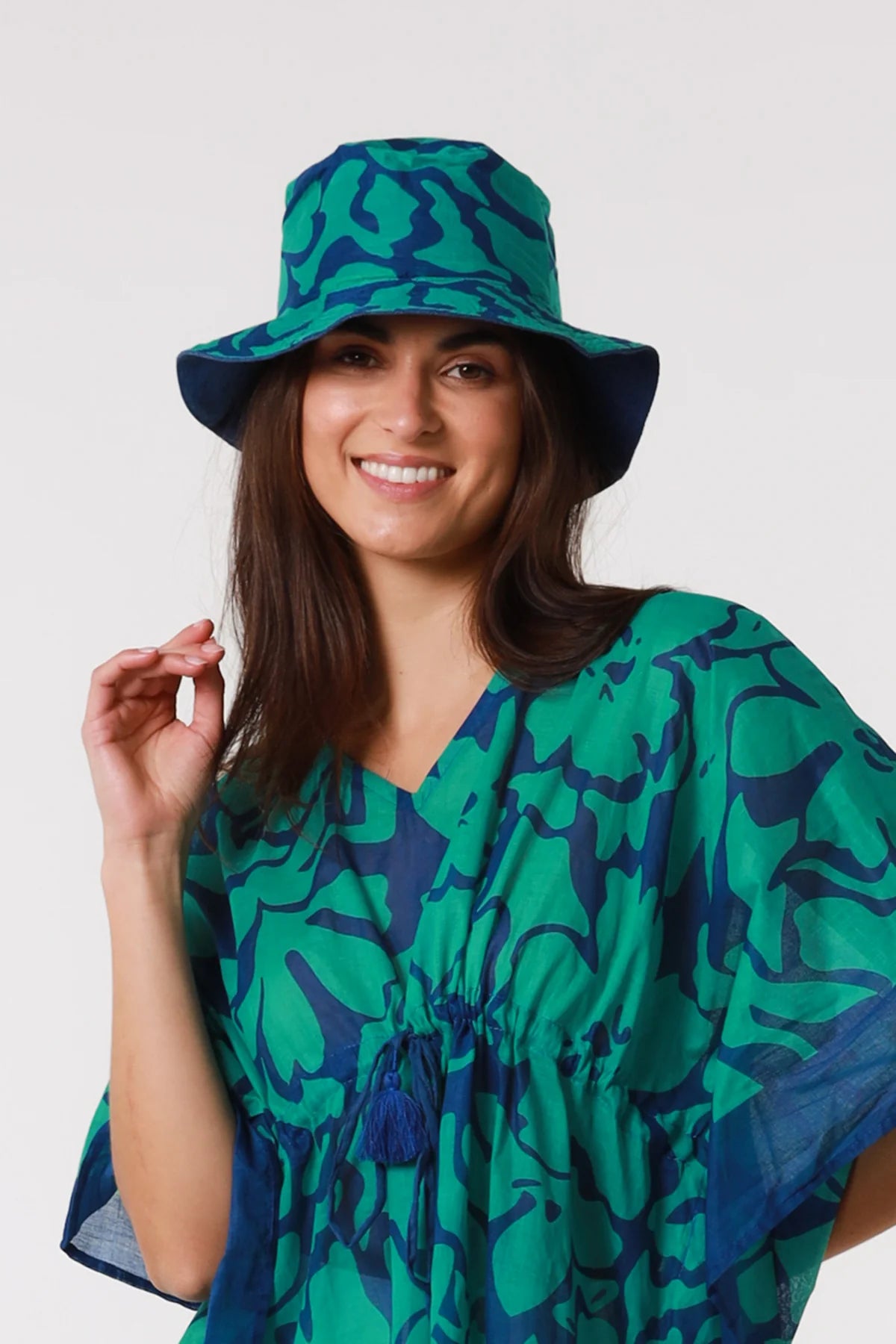 Karina emerald Kaftan & Hat set