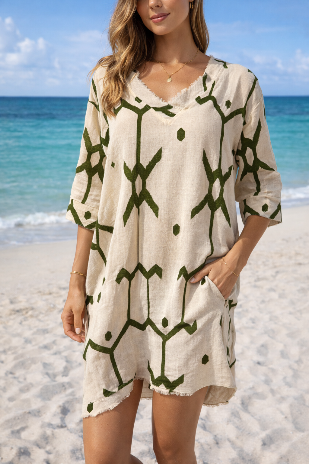 Mona Dress - print Ethic Olive